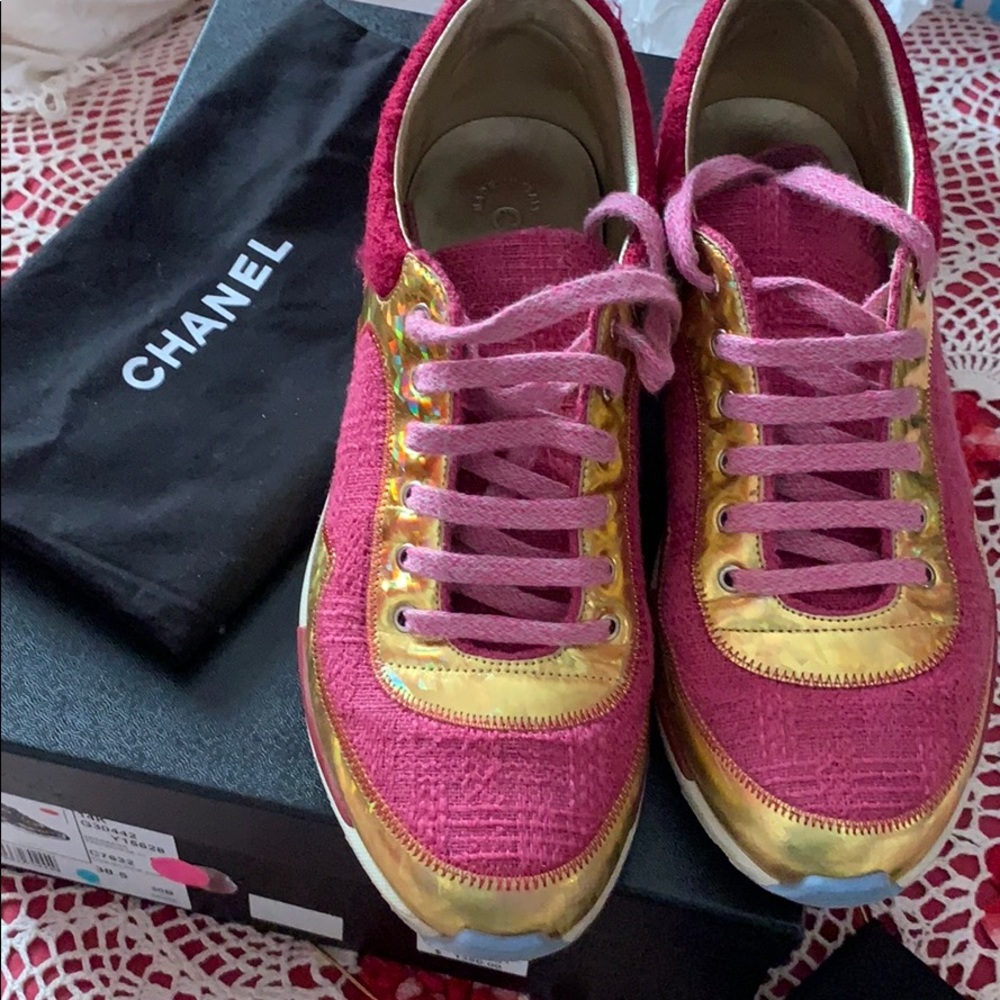 Authentic Chanel tweed sneakers